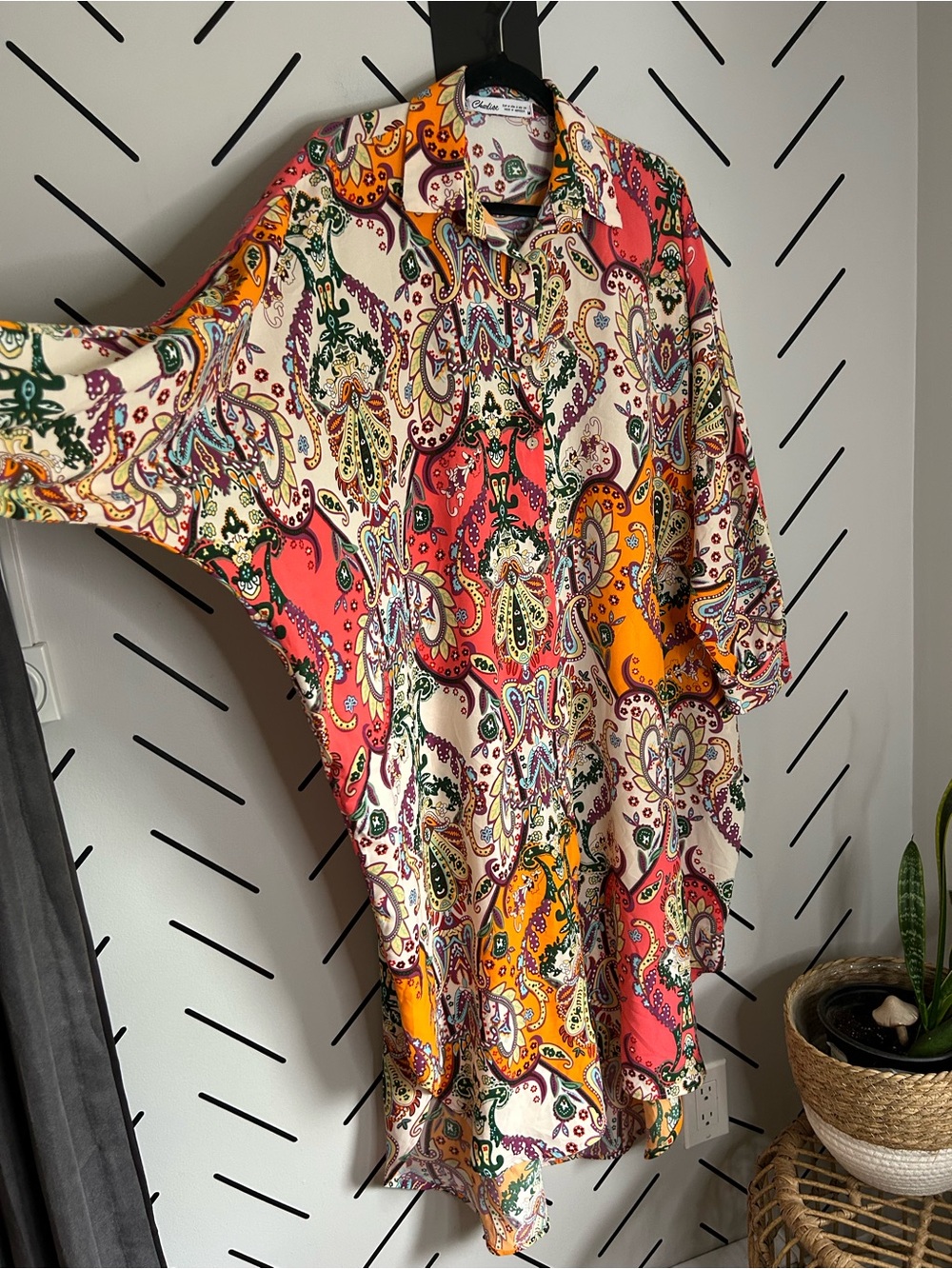vibrant Charlise paisley shirt dress oversized tunic-style boho - Picture 2 of 7